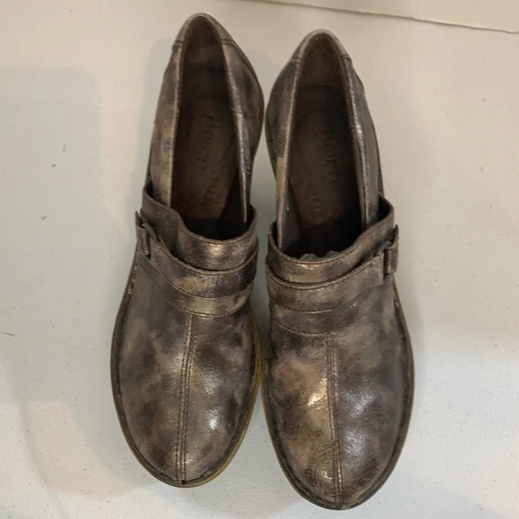 Born Haddon Metallic Bronze Distressed Leather Heeled  Clogs Womens Size 9 - Picture 6 of 13